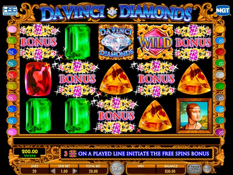 free davinci diamonds slot machine